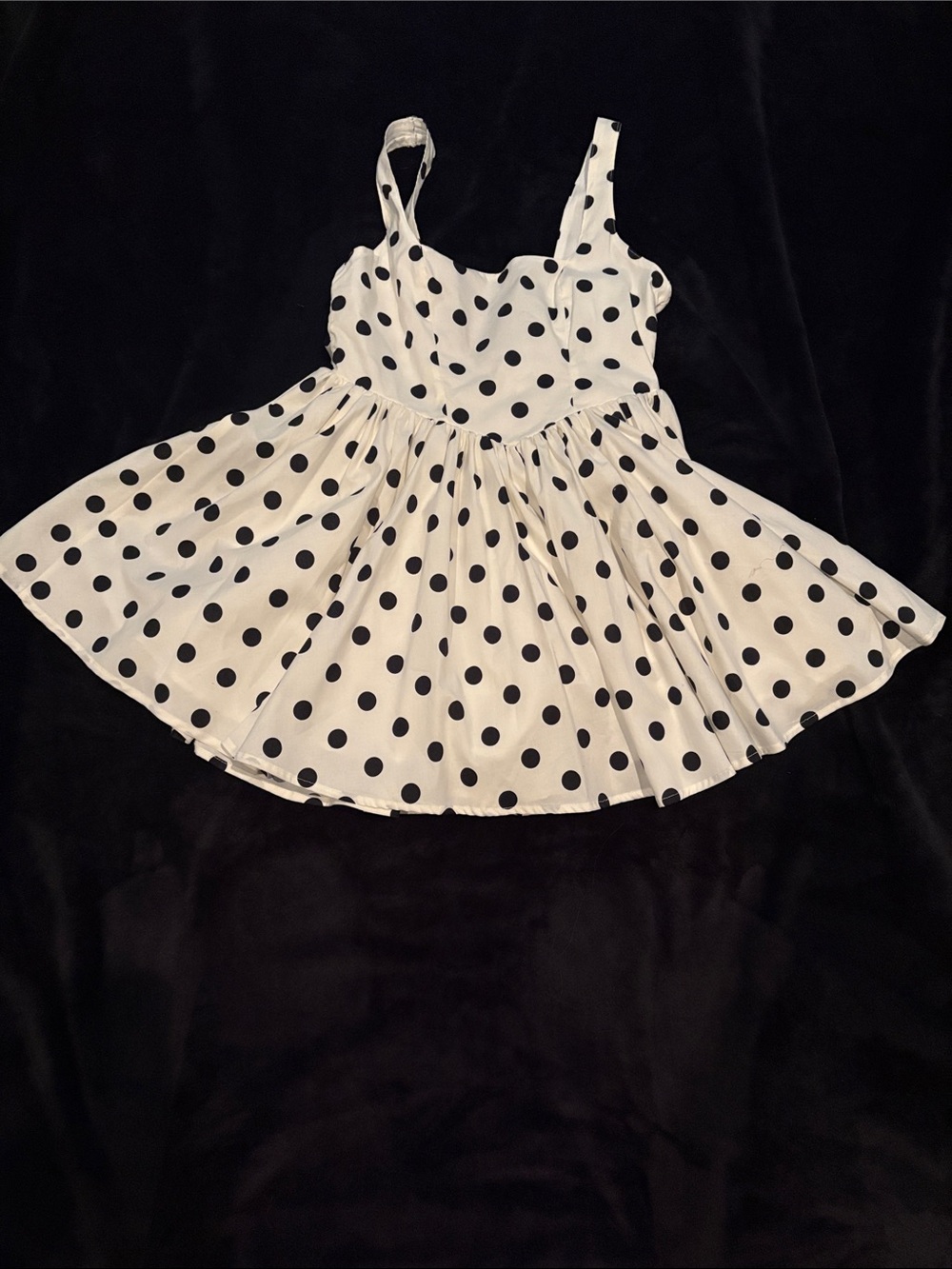 Altar'd State White & Black Polka Dot Fit-and-Flare Dress